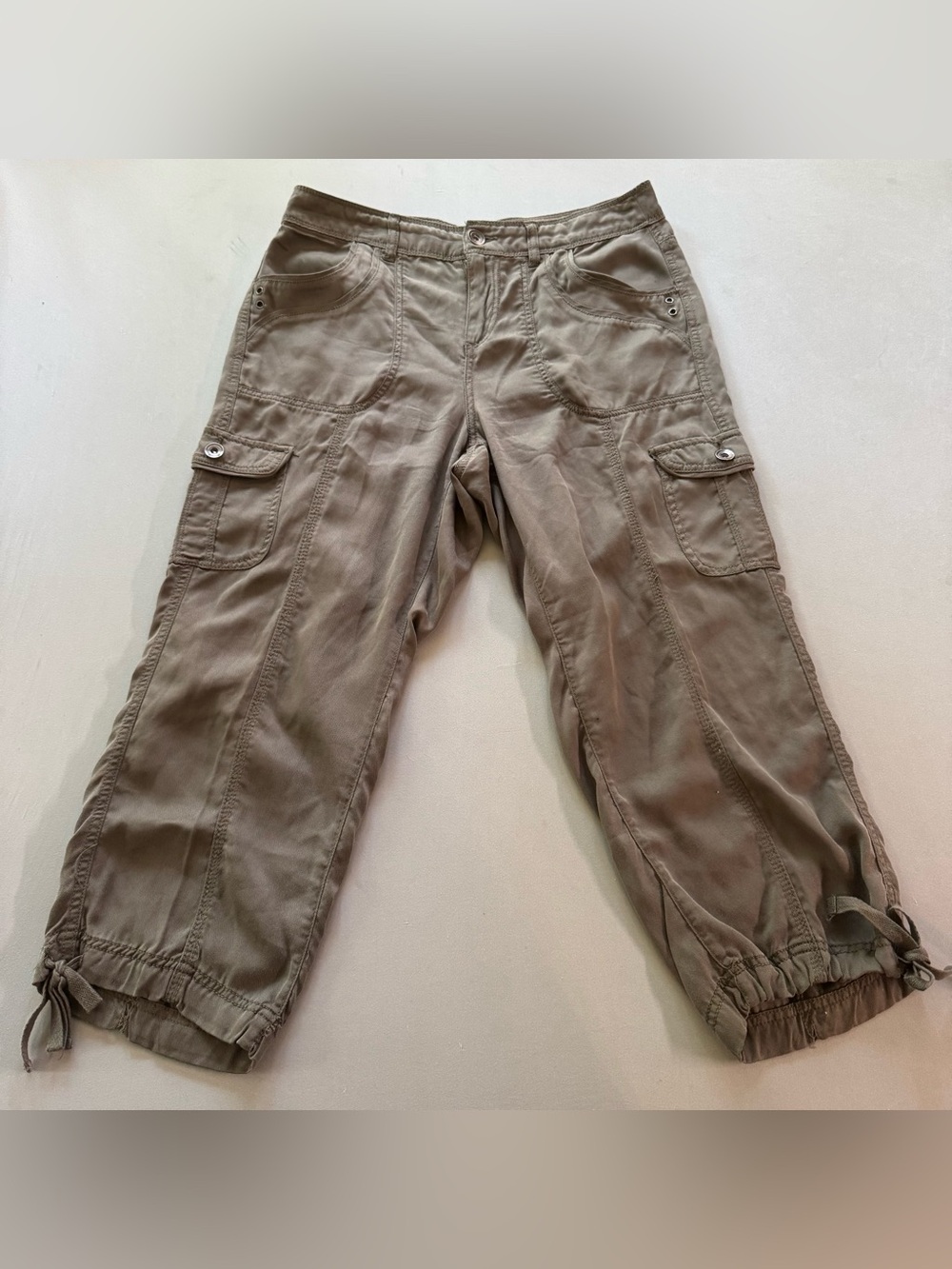 Style & Co Pant Women's Size 6 green Crop Drawstring Cargo Pockets Lightweight